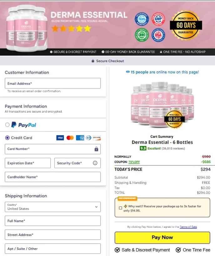 Derma Essential Order Page